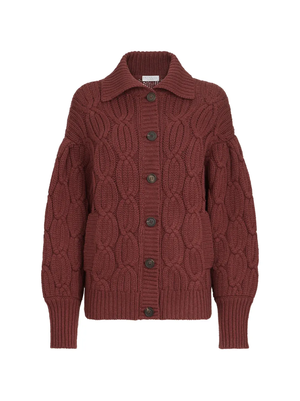 Brunello Cucinelli cashmere feather-yarn heritage cable cardigan - Rot