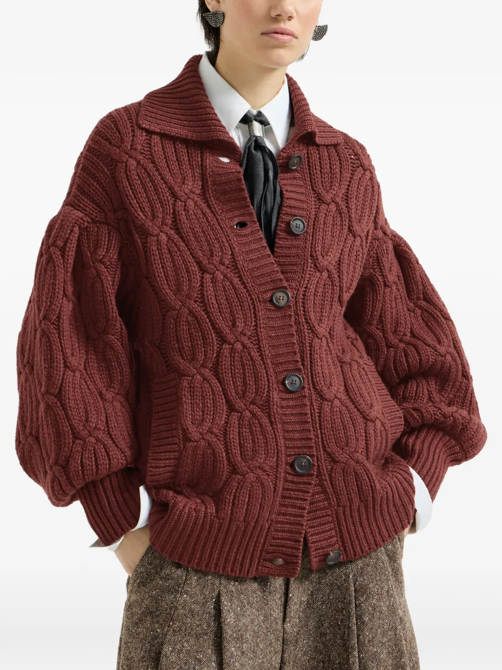 Brunello Cucinelli Kasjmier kabelvest Rood