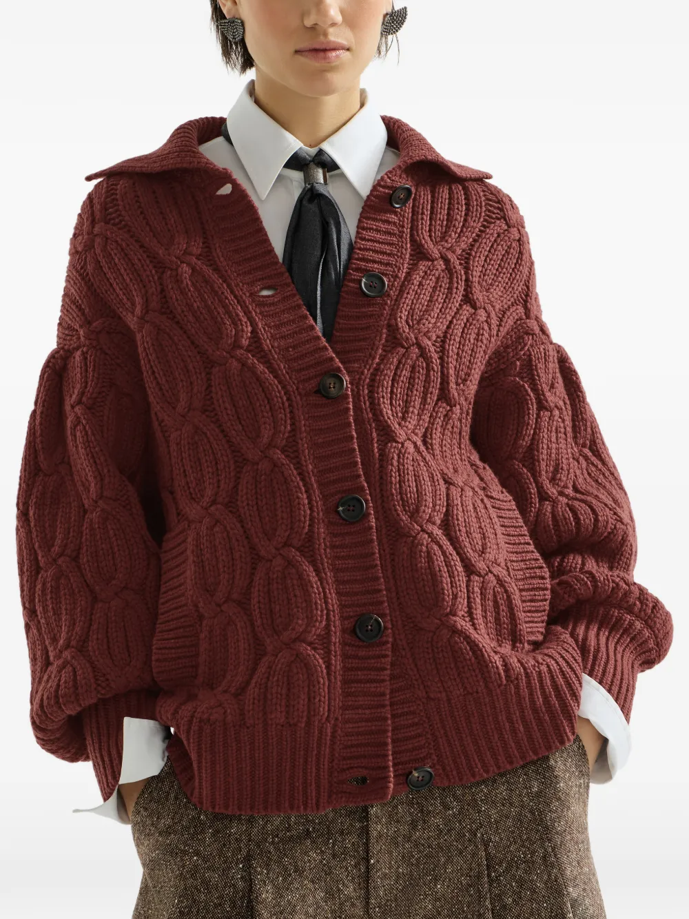 Brunello Cucinelli Kasjmier kabelvest Rood