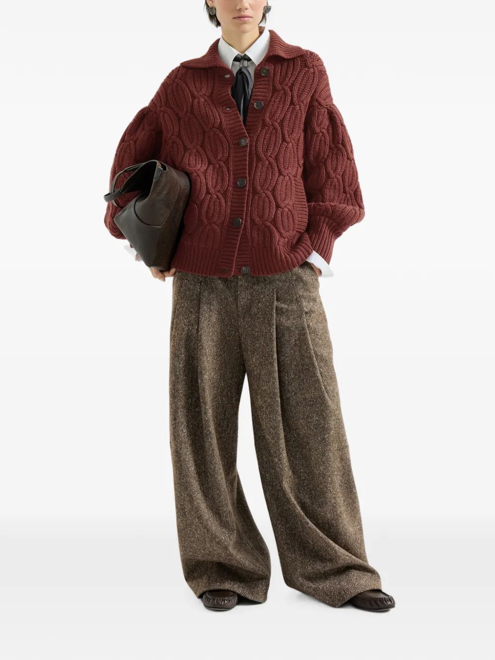 Brunello Cucinelli Kasjmier kabelvest Rood