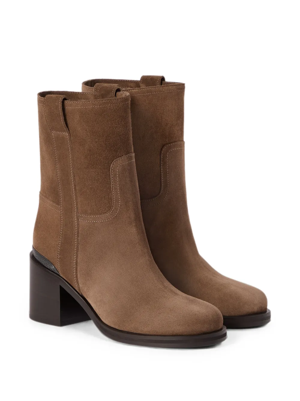 Brunello Cucinelli suede ankle boots with precious detail Bruin