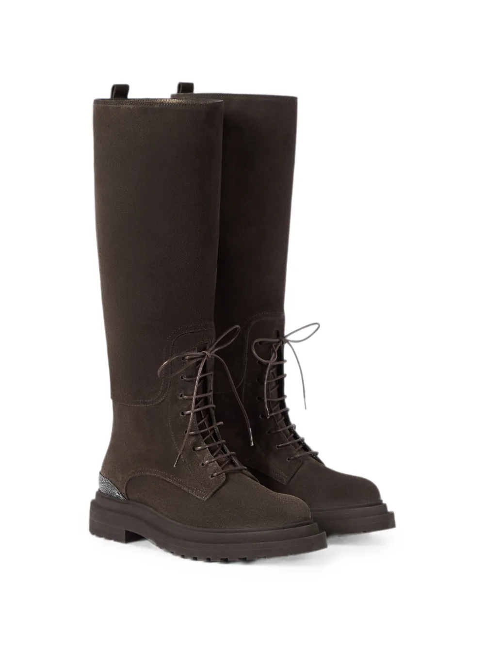 Brunello Cucinelli suede boots with precious detail Bruin