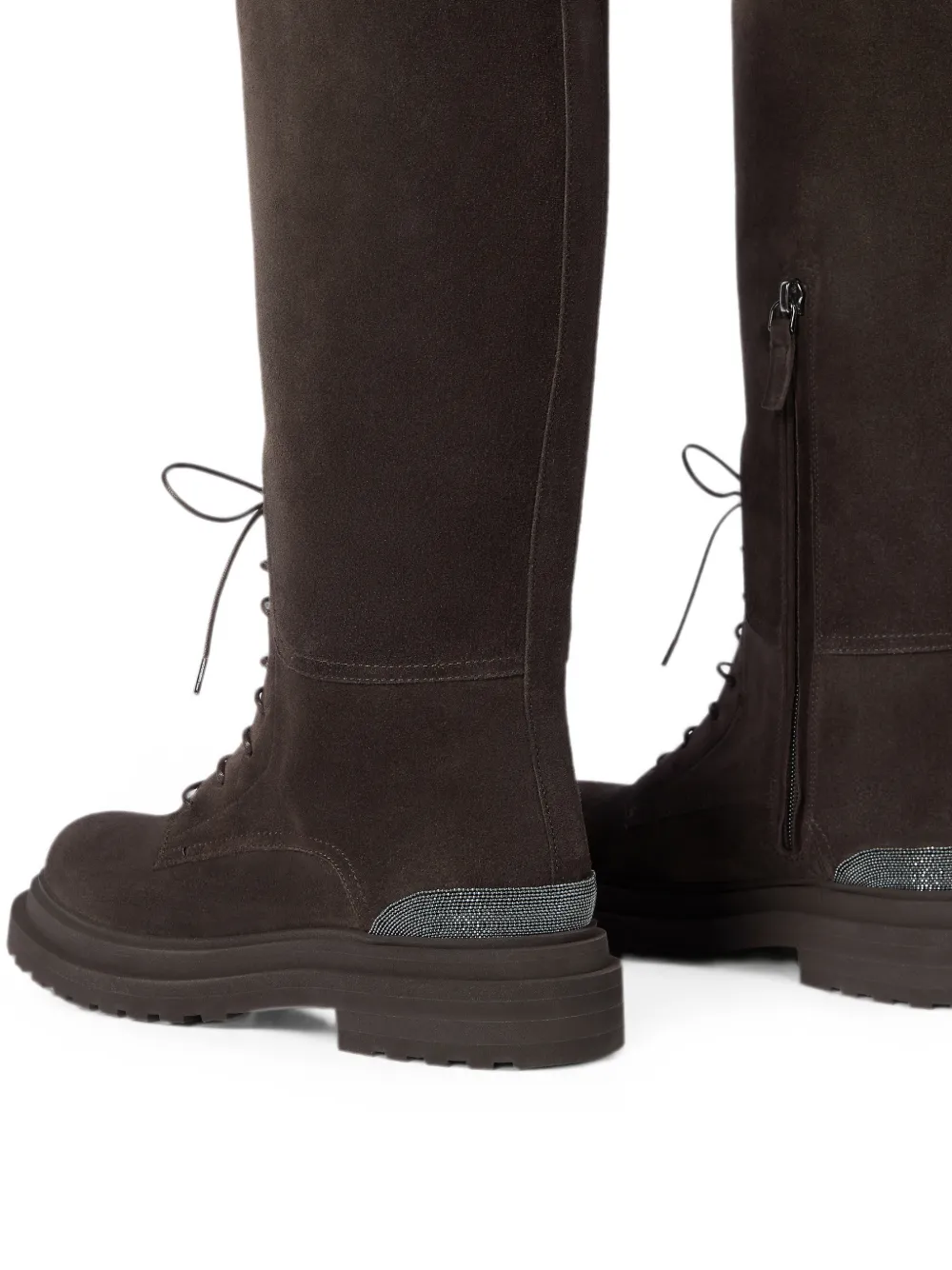 Brunello Cucinelli suede boots with precious detail Bruin