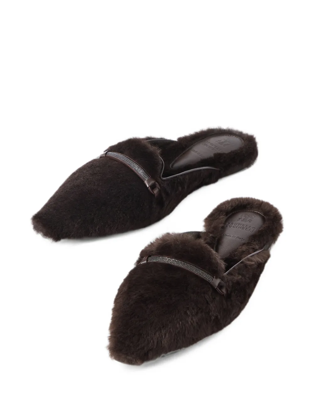 Brunello Cucinelli Lammy muiltjes Bruin