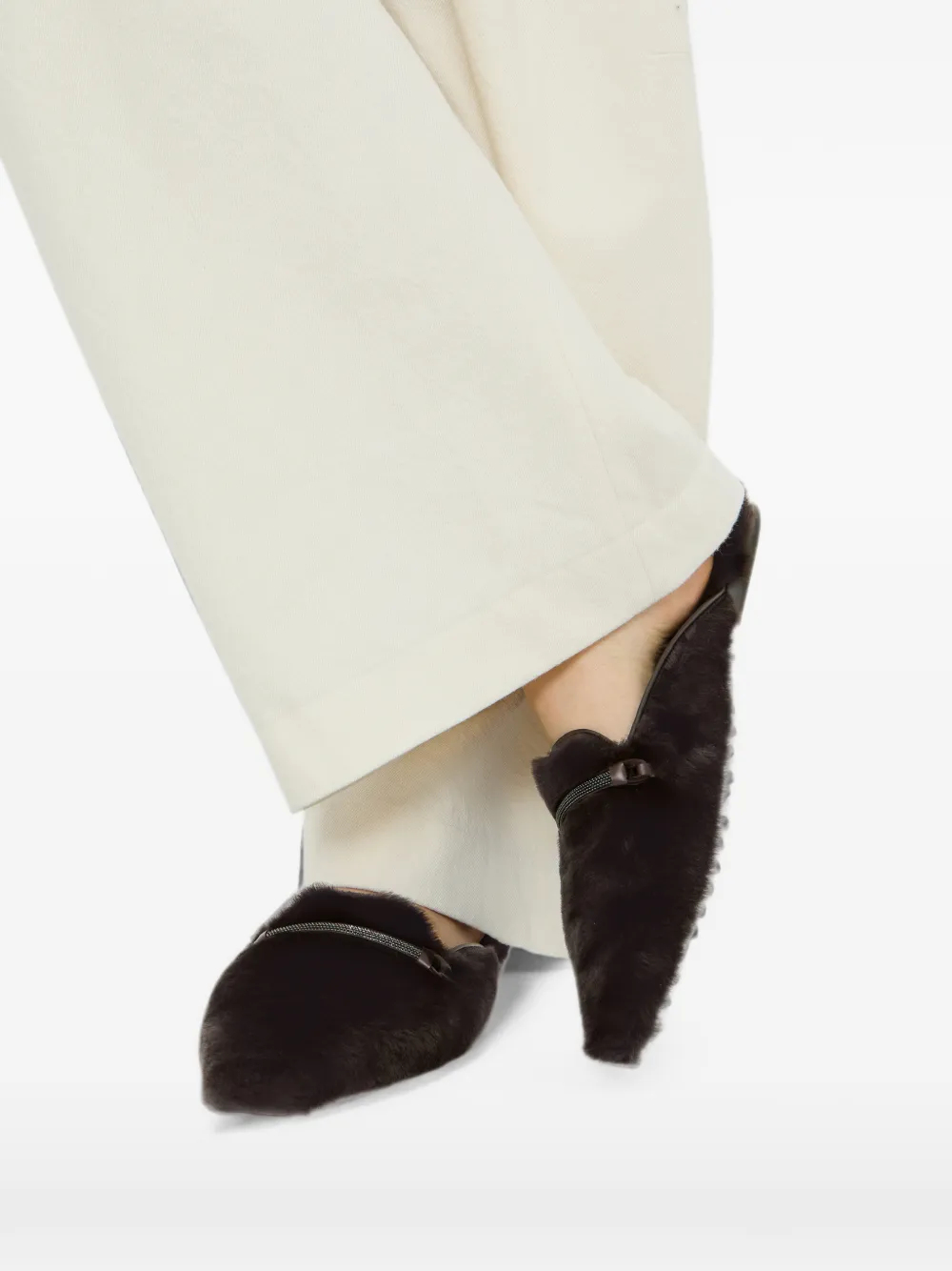 Brunello Cucinelli Lammy muiltjes Bruin