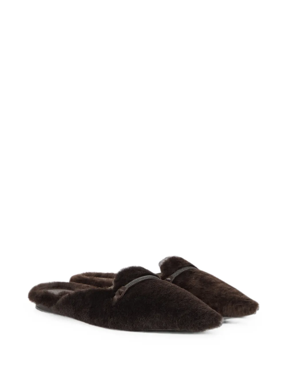 Brunello Cucinelli Lammy muiltjes Bruin