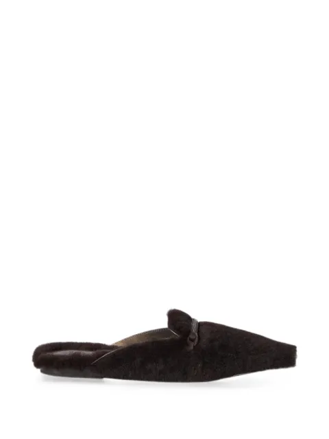 Brunello Cucinelli shearling flats with precious bar