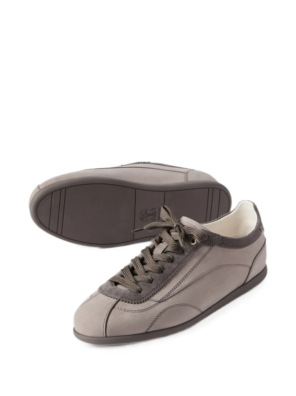 Brunello Cucinelli nubuck and suede sneakers with slim outsole Grijs