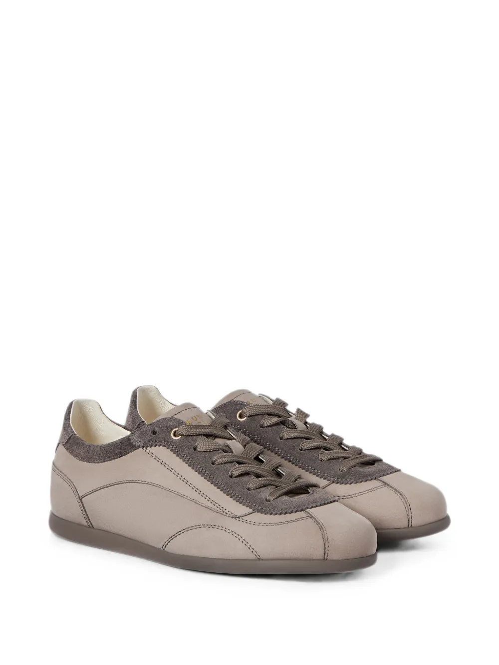 Brunello Cucinelli nubuck and suede sneakers with slim outsole Grijs