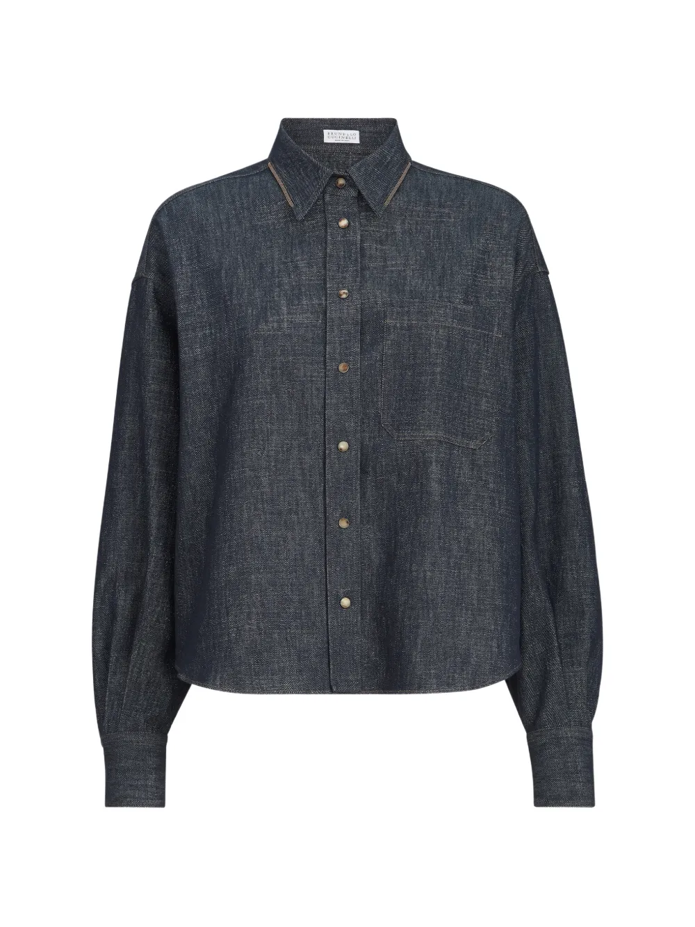 Brunello Cucinelli sparkling no-fade denim shirt with shiny collar - Blau