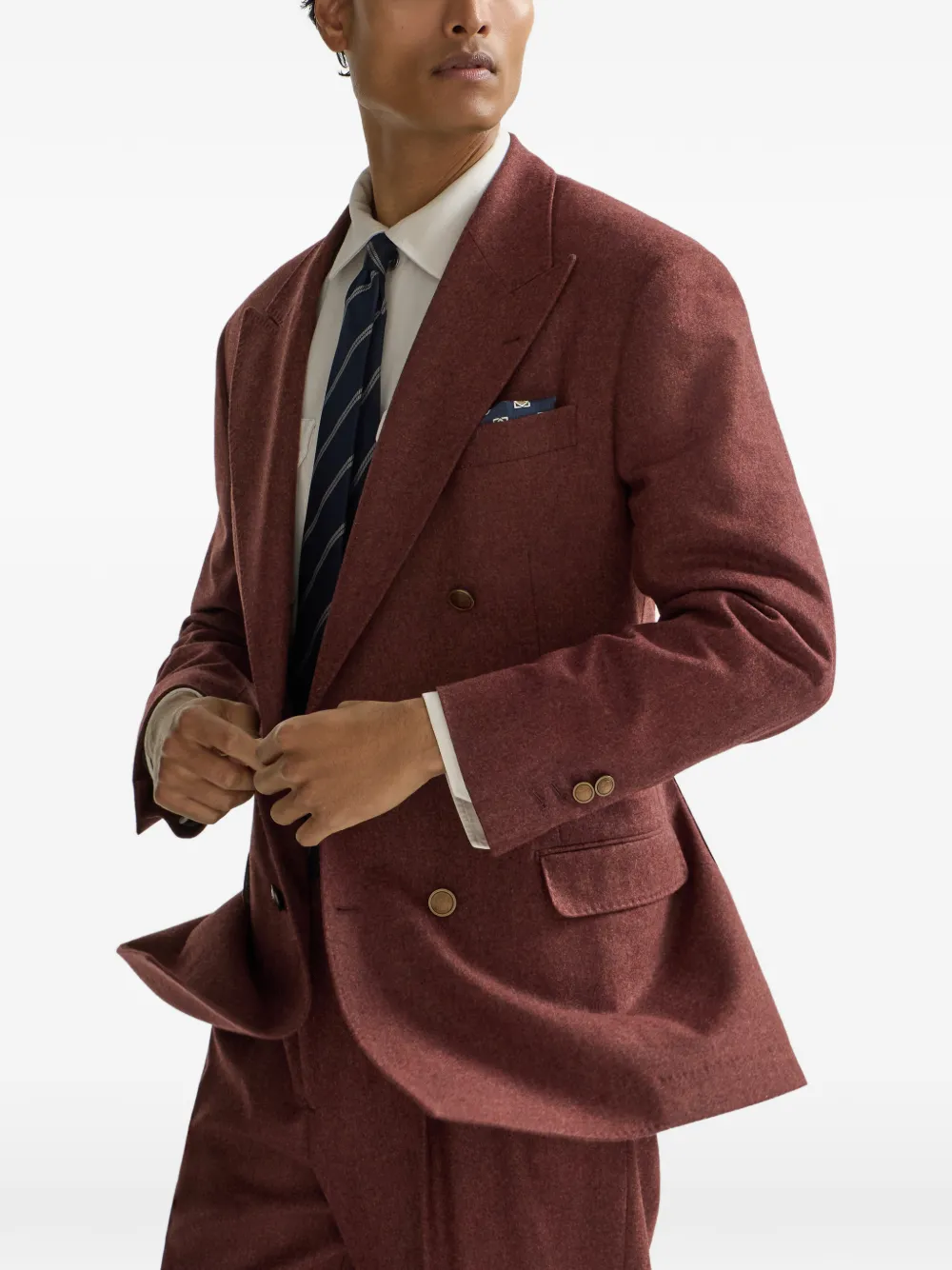 Brunello Cucinelli Cavallo Tailor scheerwol en kasjmier flanellen blazer Rood