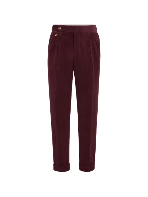Brunello Cucinelli comfort cotton and cashmere corduroy trousers with double pleats and waist tabs