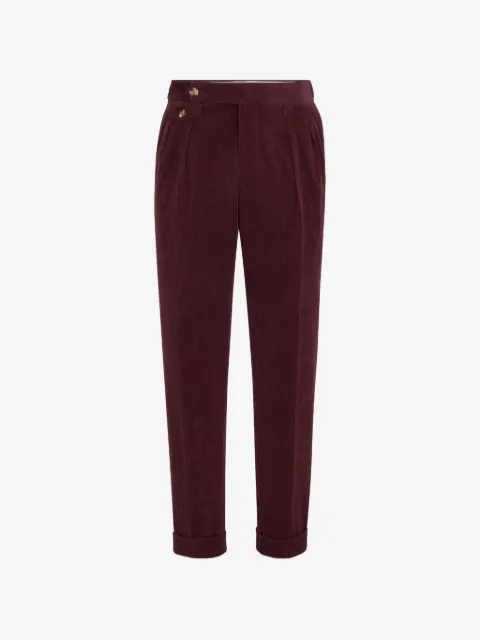 Brunello Cucinelli comfort cotton and cashmere corduroy trousers with double pleats and waist tabs