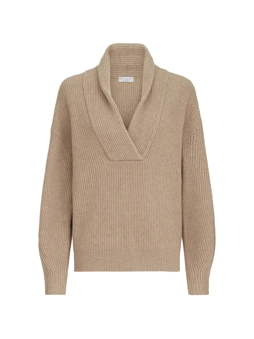 Brunello Cucinelli cashmere English-rib sweater with Monili - Nude