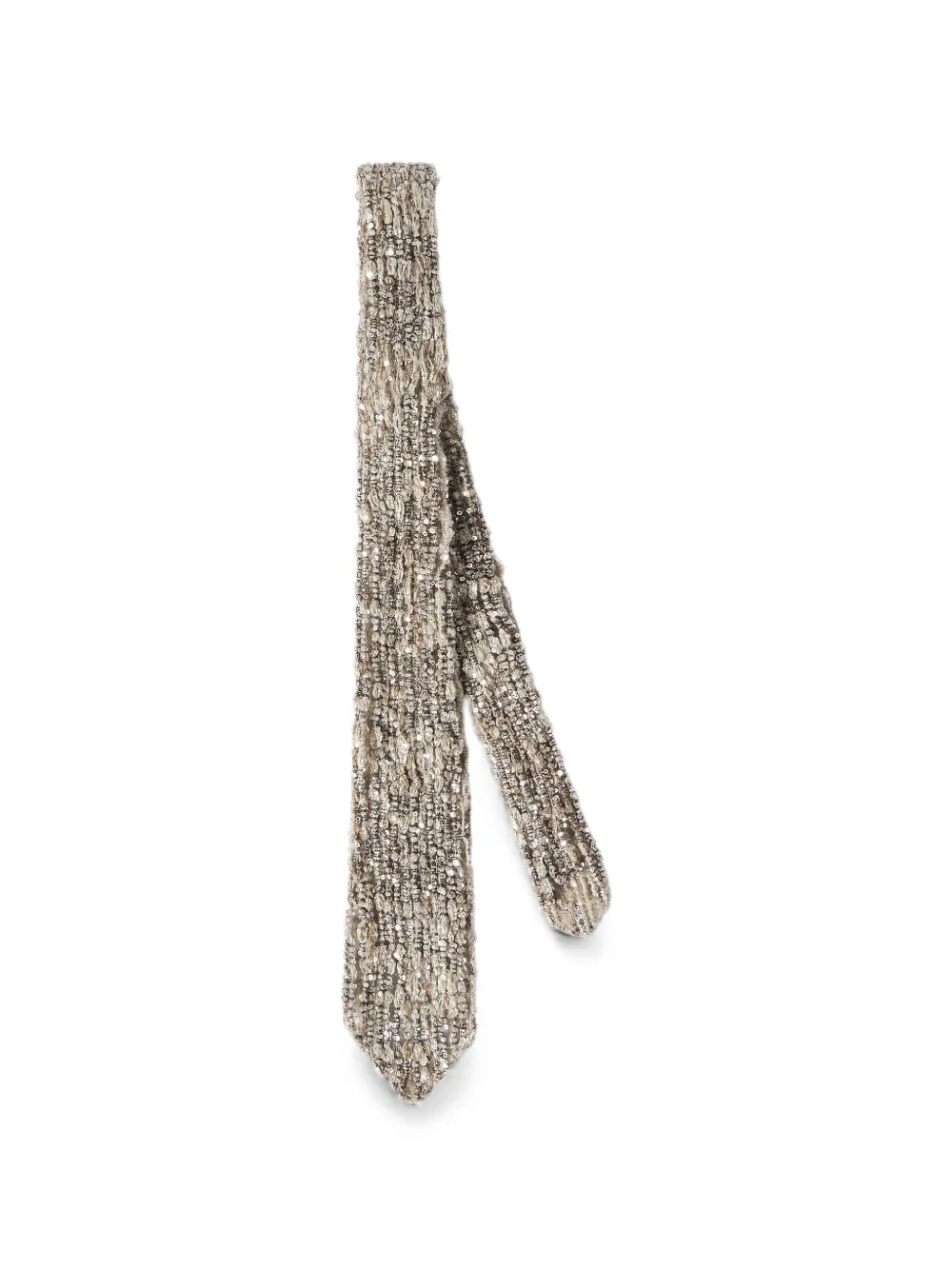 Brunello Cucinelli Krawatte mit schimmernder Craquelé-Stickerei aus Mohair und Wolle - Silber