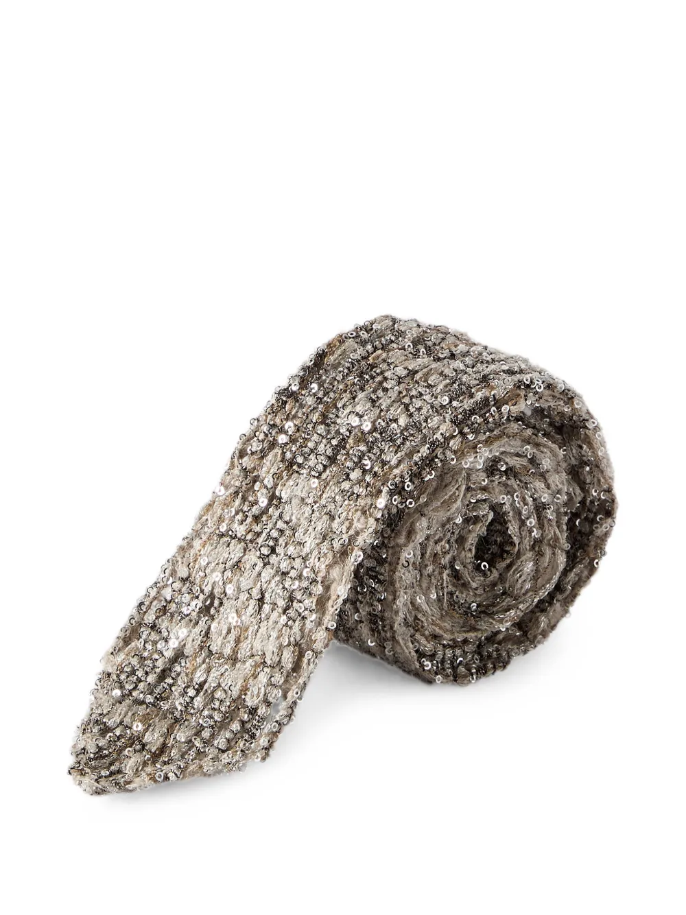 Brunello Cucinelli Mohair en wollen stropdas met borduurwerk Zilver