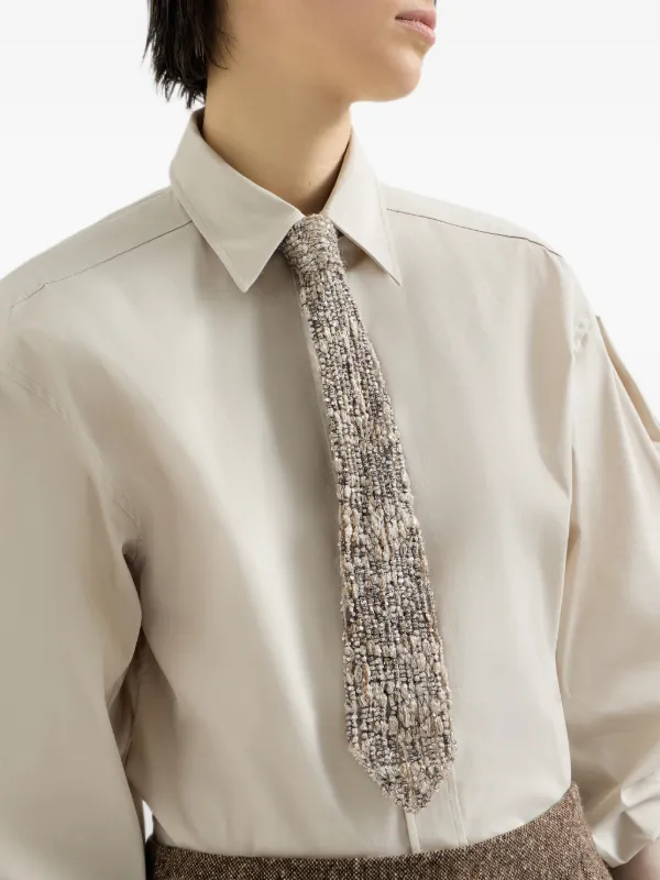 Brunello Cucinelli Dazzling Craquelé Embroidery Tie In Mohair And