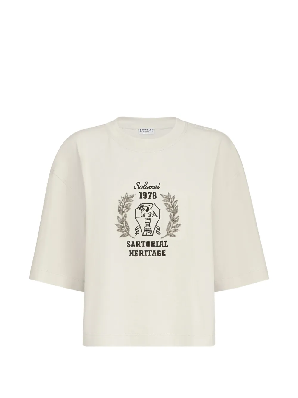 Brunello Cucinelli cotton jersey T-shirt with embroidery - Toni neutri
