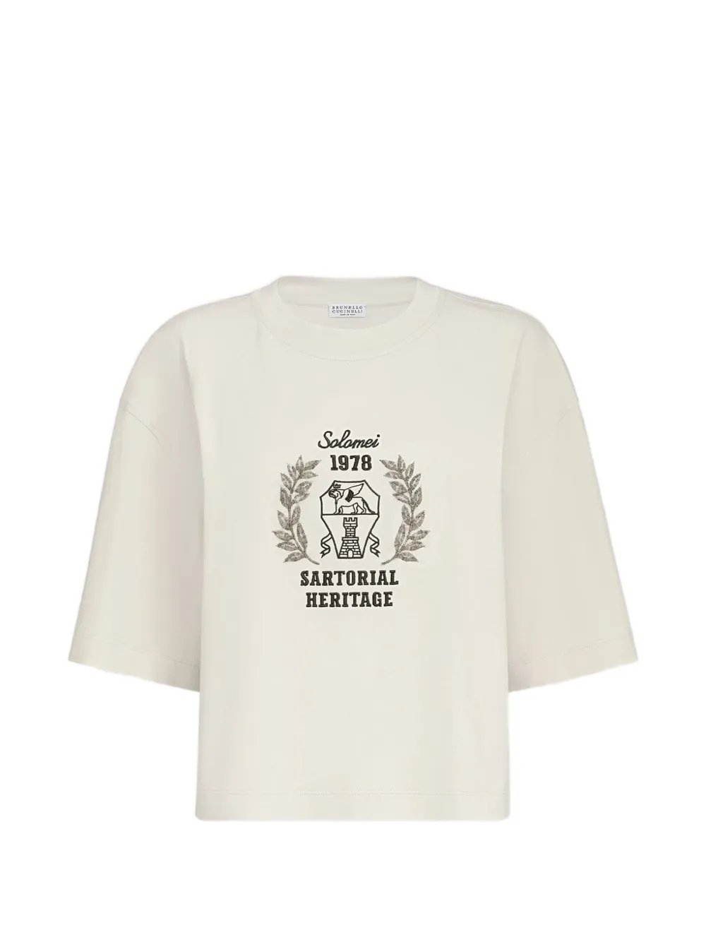 Brunello Cucinelli cotton jersey T-shirt with embroidery - Toni neutri