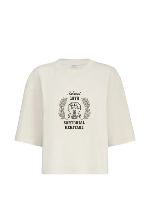 Brunello Cucinelli T-shirt i bomuldsjersey med broderi