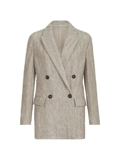 Brunello Cucinelli blazer Dazzling con bordado Chevron en mohair brillante y lana