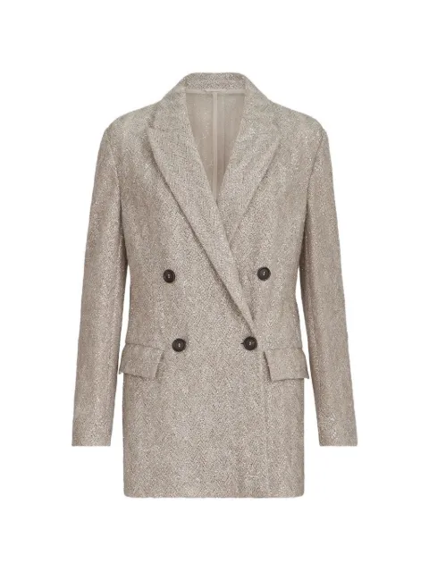 Brunello Cucinelli Dazzling Chevron embroidery blazer in sparkling mohair and wool