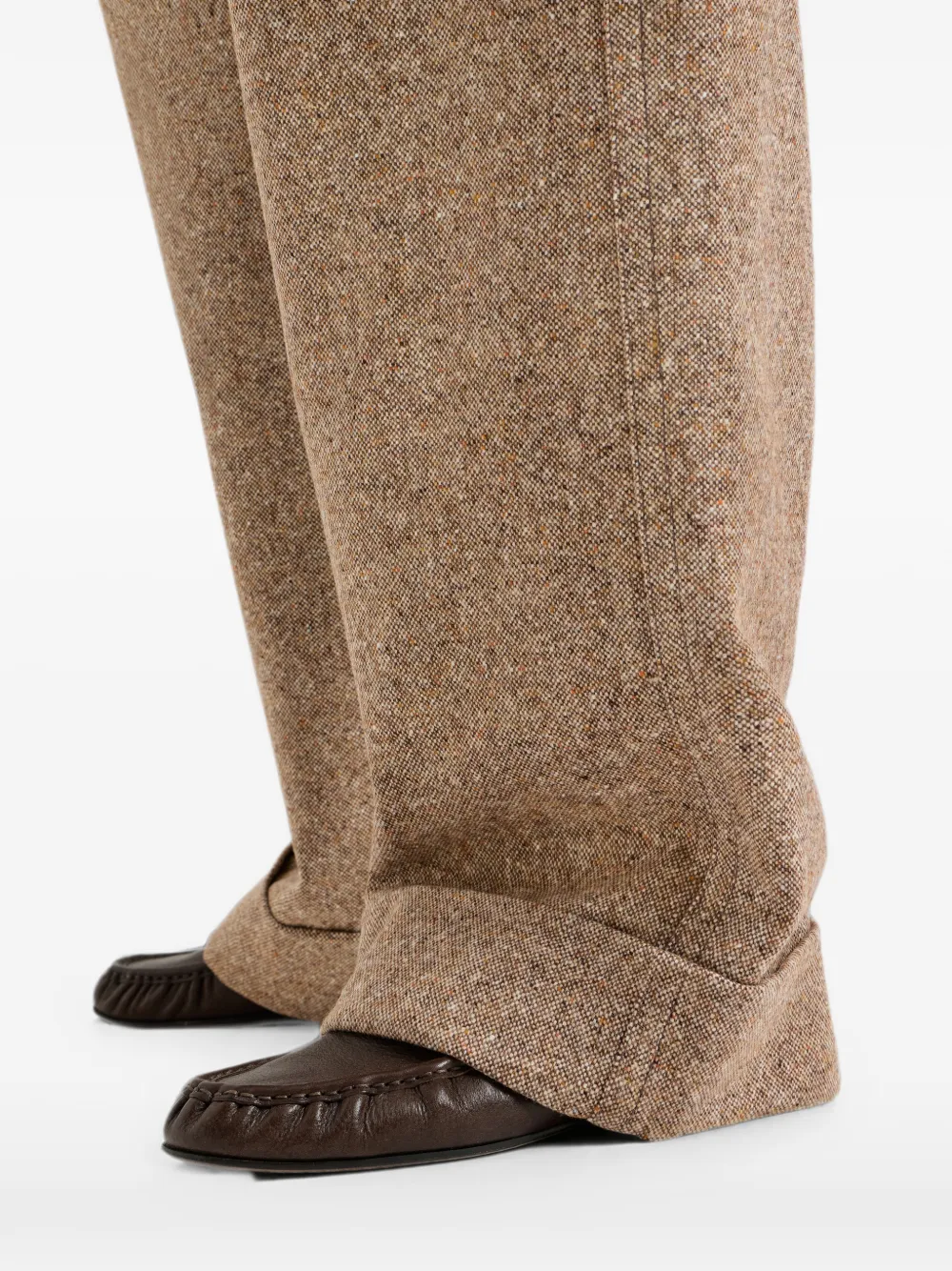 Brunello Cucinelli Scheerwollen broek met monili Beige