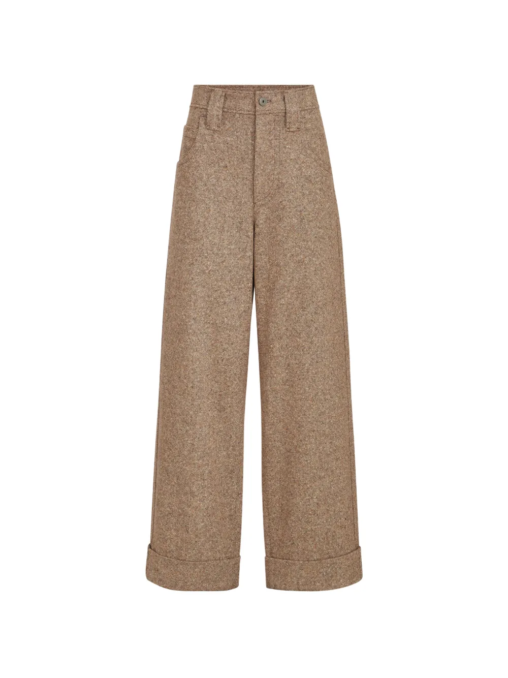 Brunello Cucinelli virgin wool donegal baggy five-pocket trousers with Monili - Neutrals
