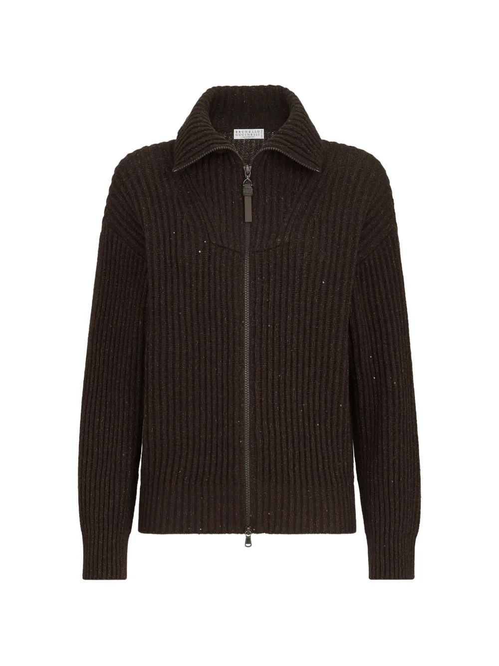 Brunello Cucinelli Sparkling & Dazzling ribbed-knit sequin-embellished cardigan - Braun