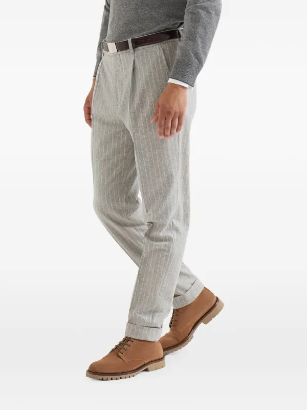 Brunello Cucinelli Virgin Wool And Cashmere Chalk Stripe Flannel