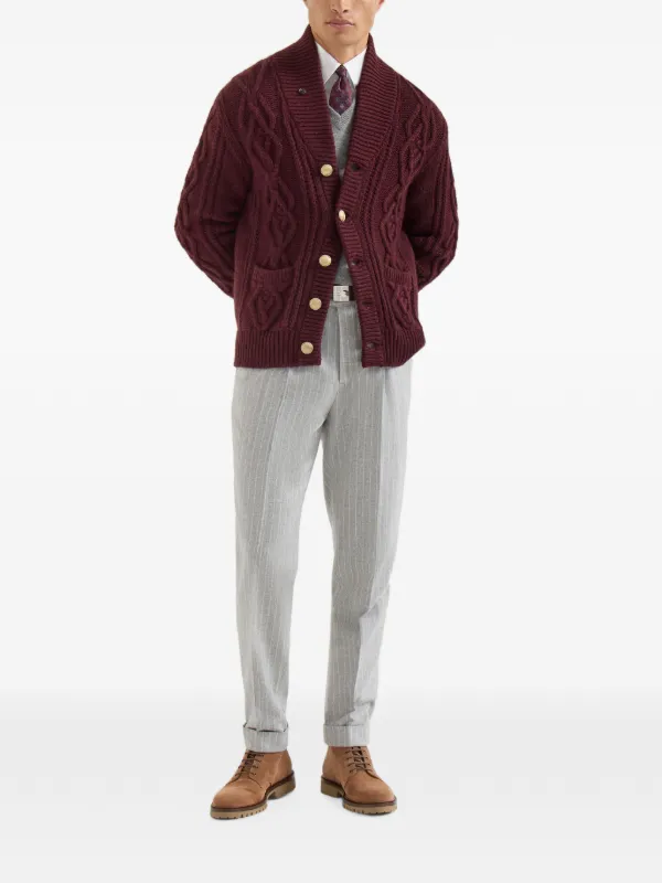Brunello Cucinelli Virgin Wool And Cashmere Chalk Stripe Flannel