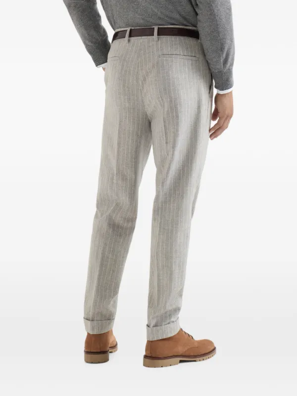 Brunello Cucinelli Virgin Wool And Cashmere Chalk Stripe Flannel