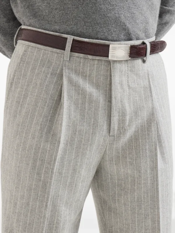 Brunello Cucinelli Virgin Wool And Cashmere Chalk Stripe Flannel