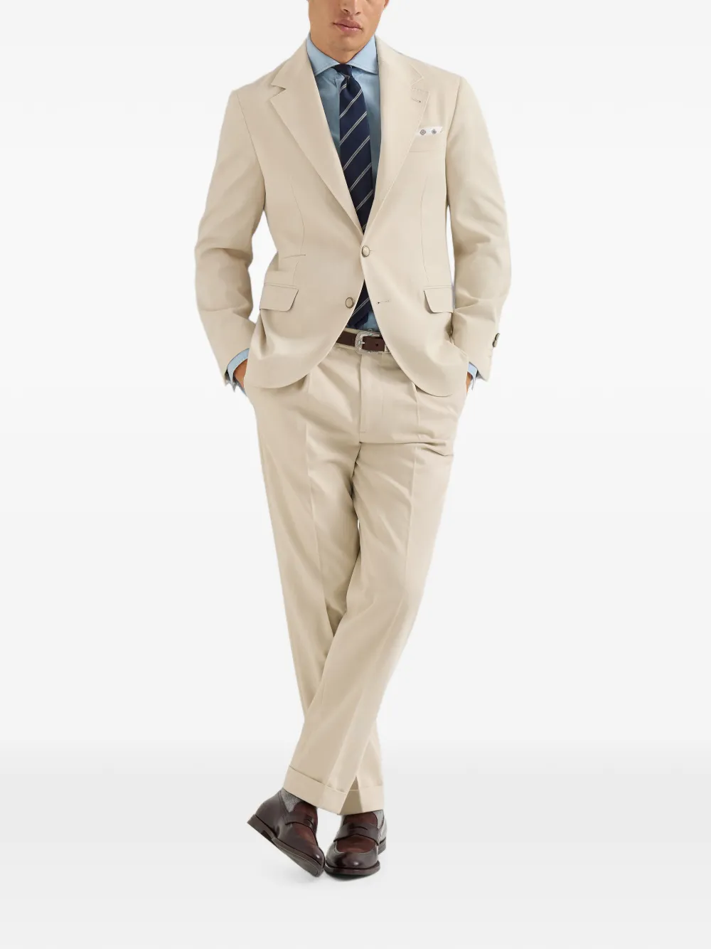 Brunello Cucinelli Gabardine gedeconstrueerde blazer van katoen en scheerwol Beige
