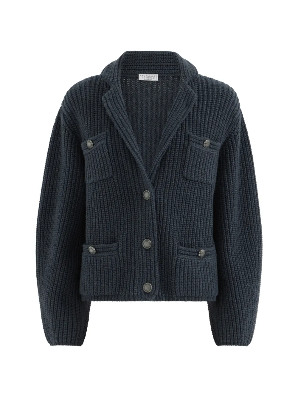 Brunello Cucinelli cashmere feather yarn English rib cardigan - Blau