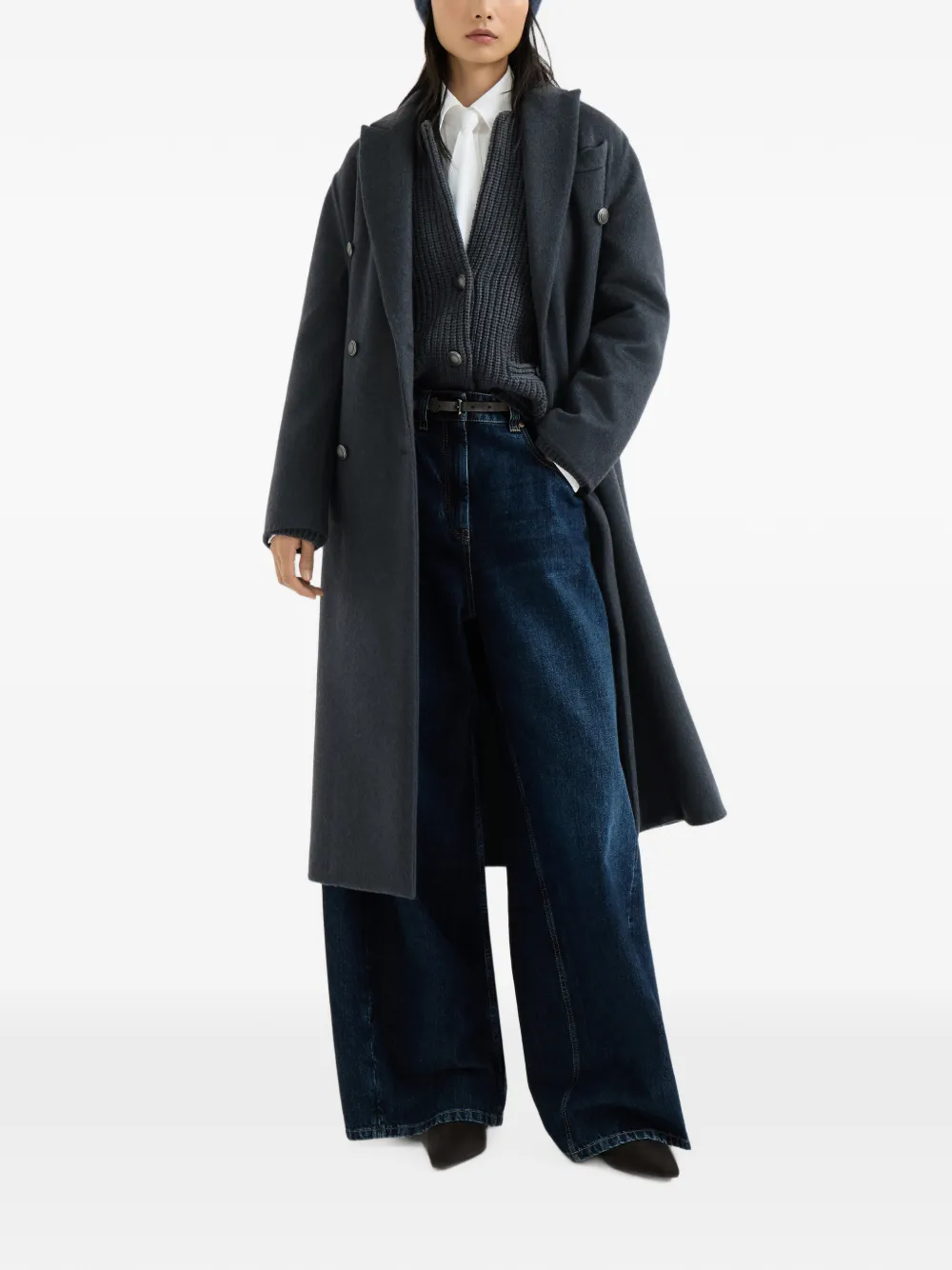 Brunello Cucinelli Engels geribbeld vest met kasjmier veren Blauw