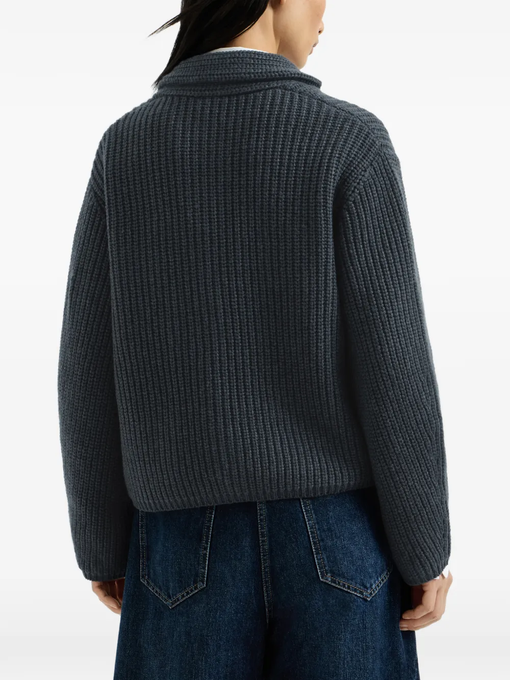 Brunello Cucinelli Engels geribbeld vest met kasjmier veren Blauw