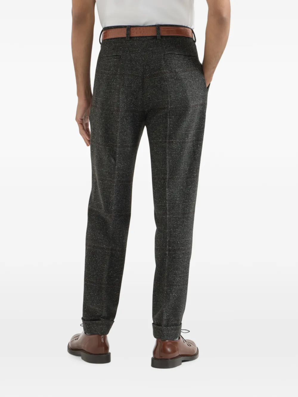 Brunello Cucinelli Prince of Wales flanellen broek met trekkoord Grijs