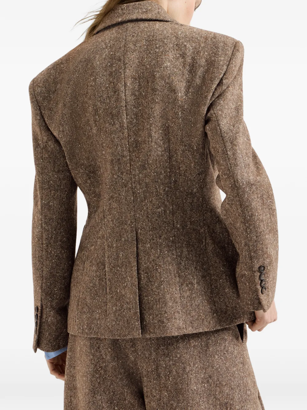 Brunello Cucinelli Gemêleerde blazer met dubbele rij knopen Bruin