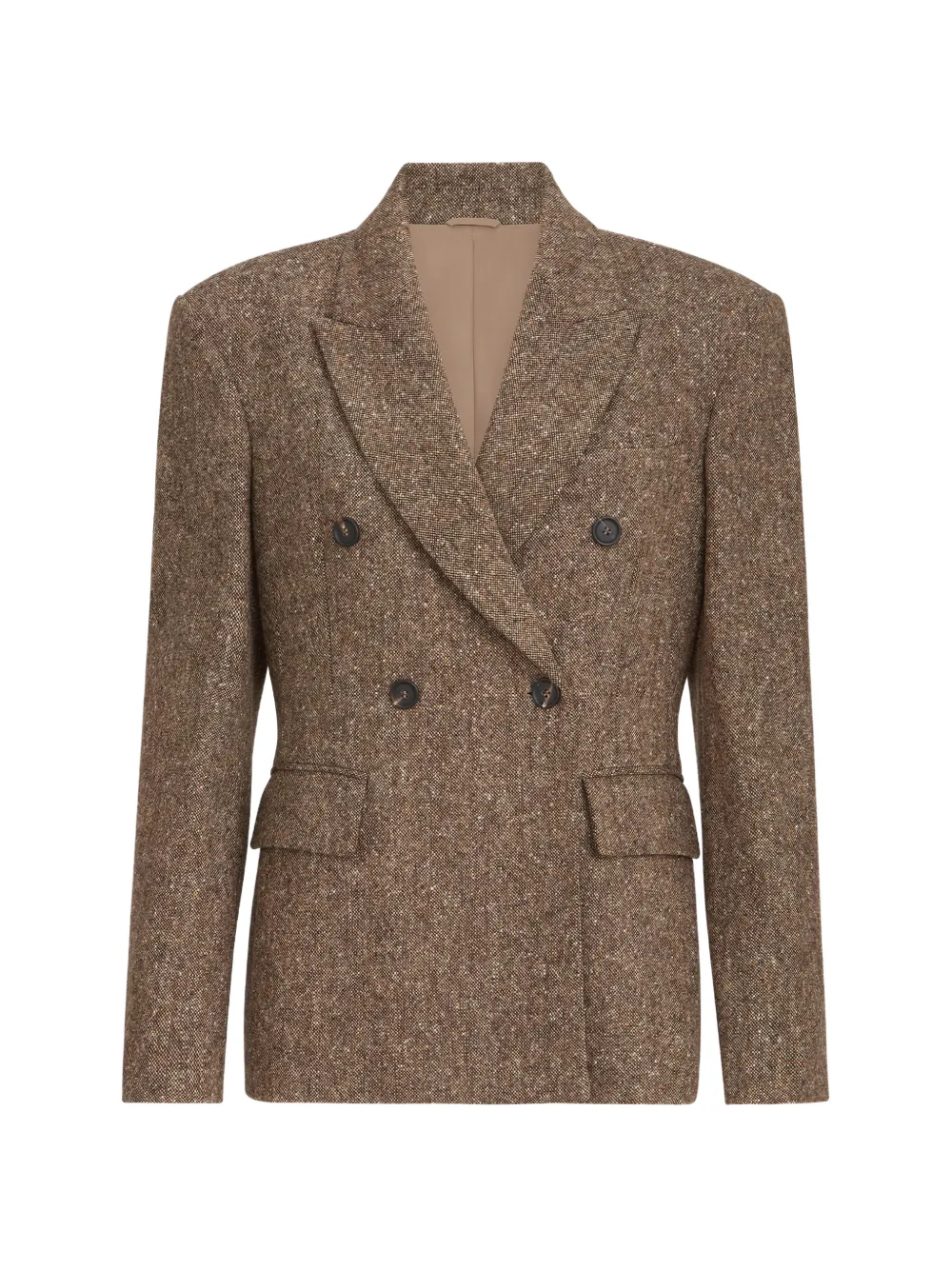 Brunello Cucinelli Virgin wool donegal blazer with Monili - Marrone
