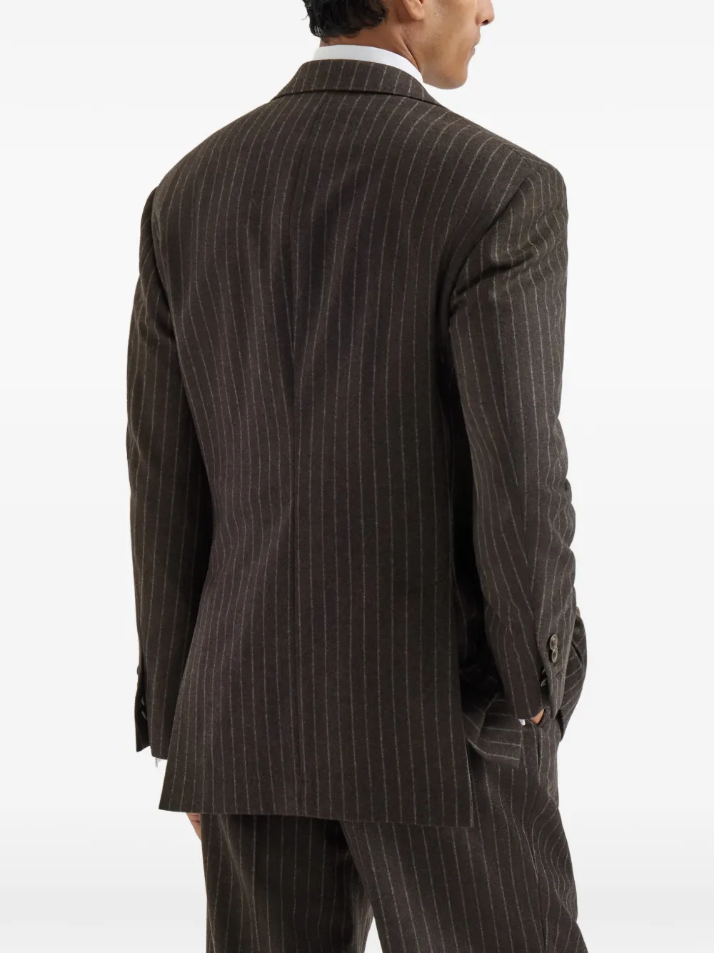 Brunello Cucinelli Flanellen blazer met krijtstreep van scheerwol Bruin