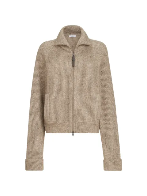 Brunello Cucinelli кардиган в рубчик с блестящей молнией