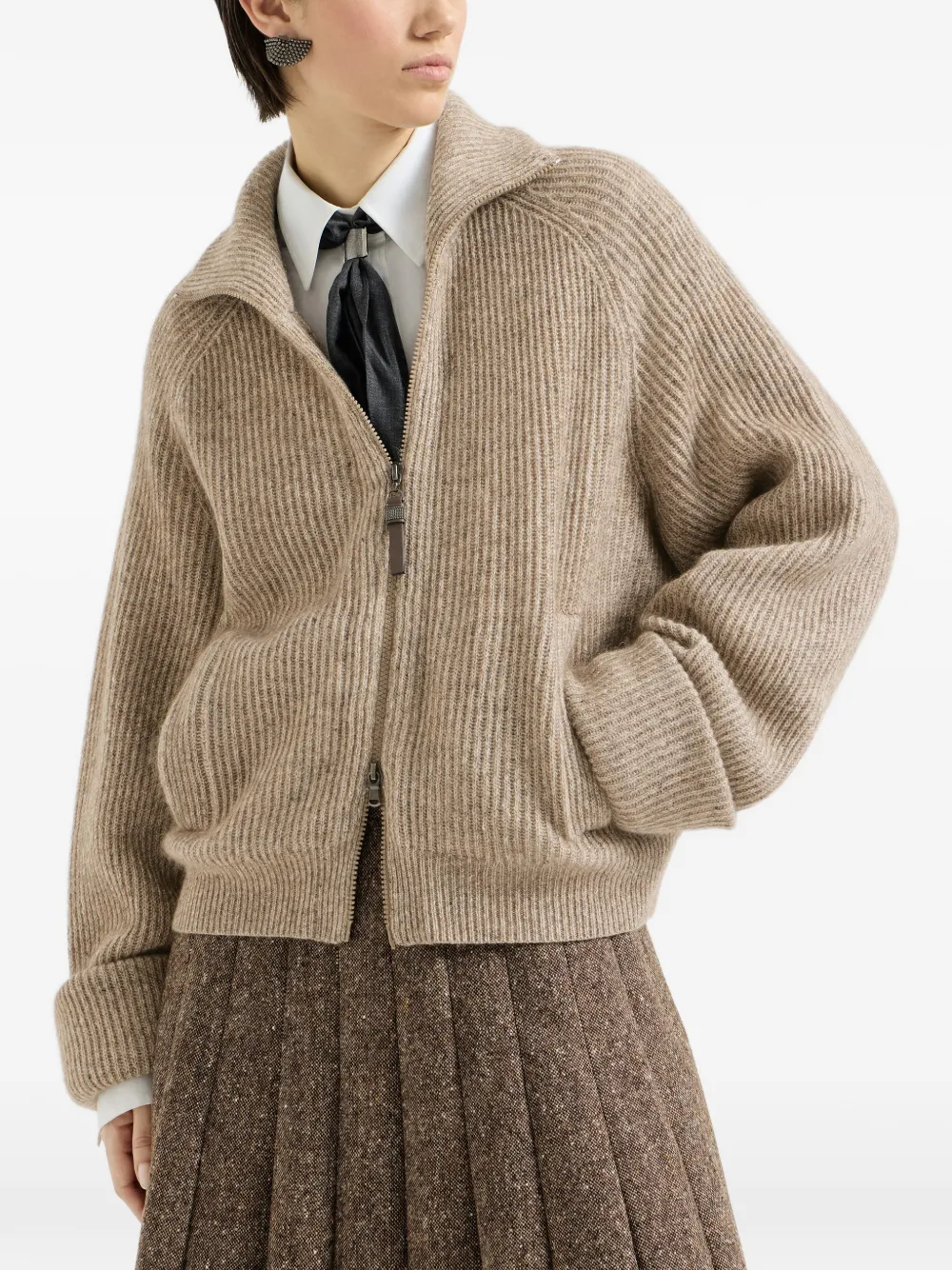 Brunello Cucinelli Ribgebreid vest Beige