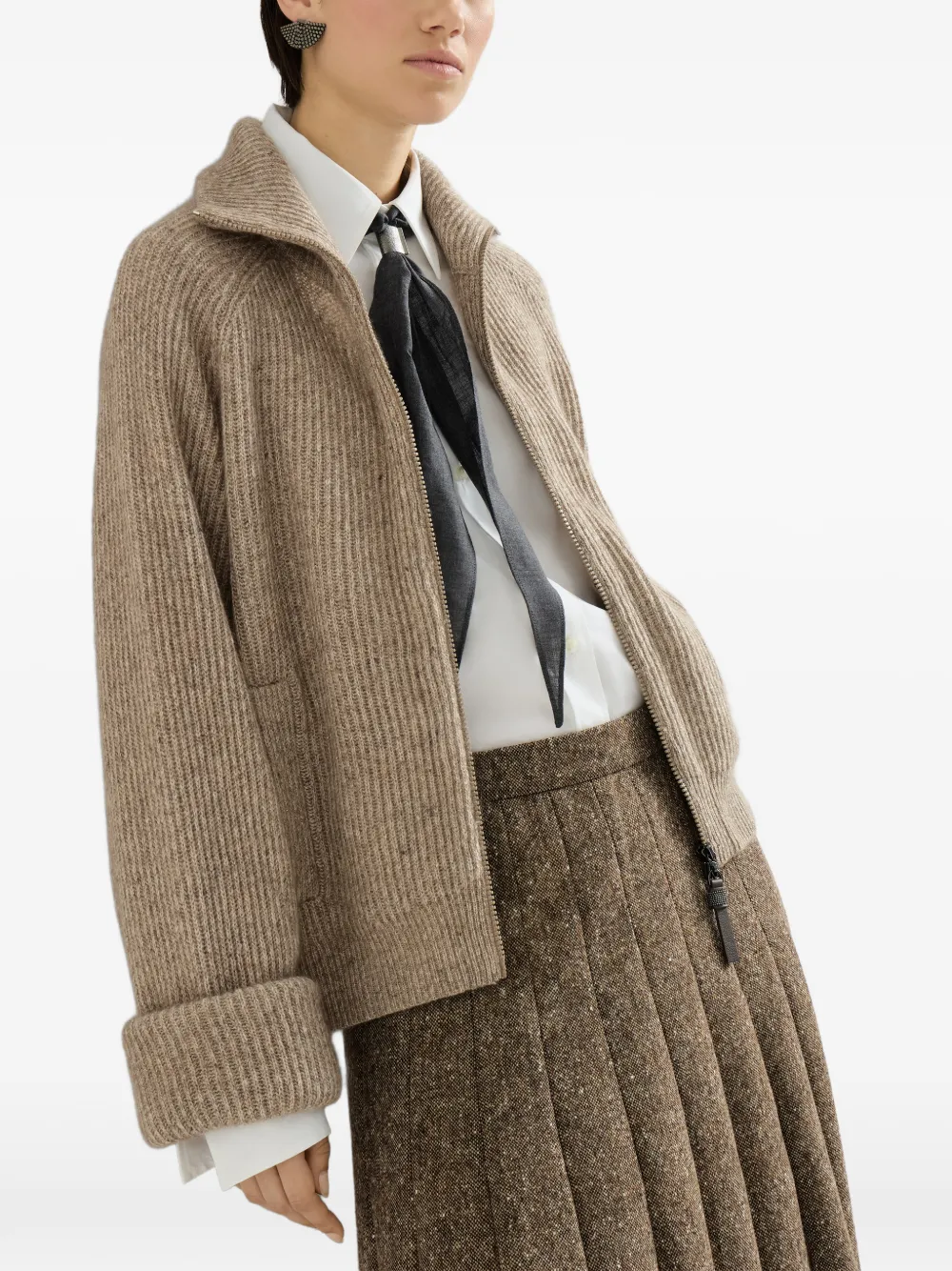 Brunello Cucinelli Ribgebreid vest Beige