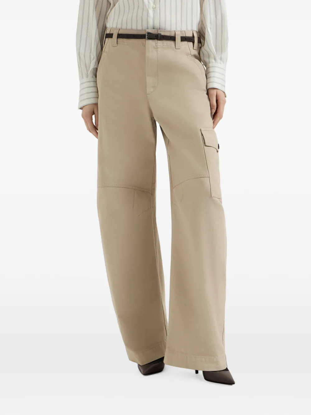 Brunello Cucinelli Monili cargo broek met barrelpijpen Beige