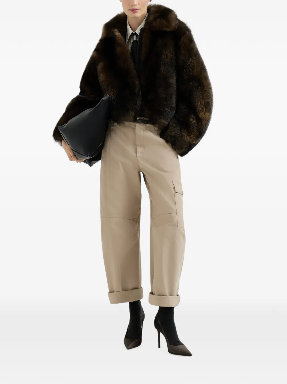 Brunello Cucinelli Monili cargo broek met barrelpijpen Beige