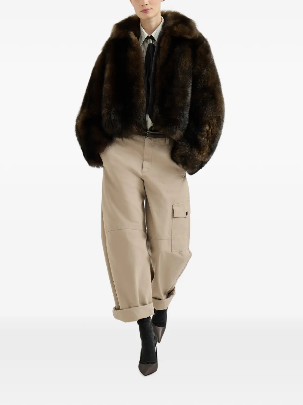 Brunello Cucinelli Monili cargo broek met barrelpijpen Beige
