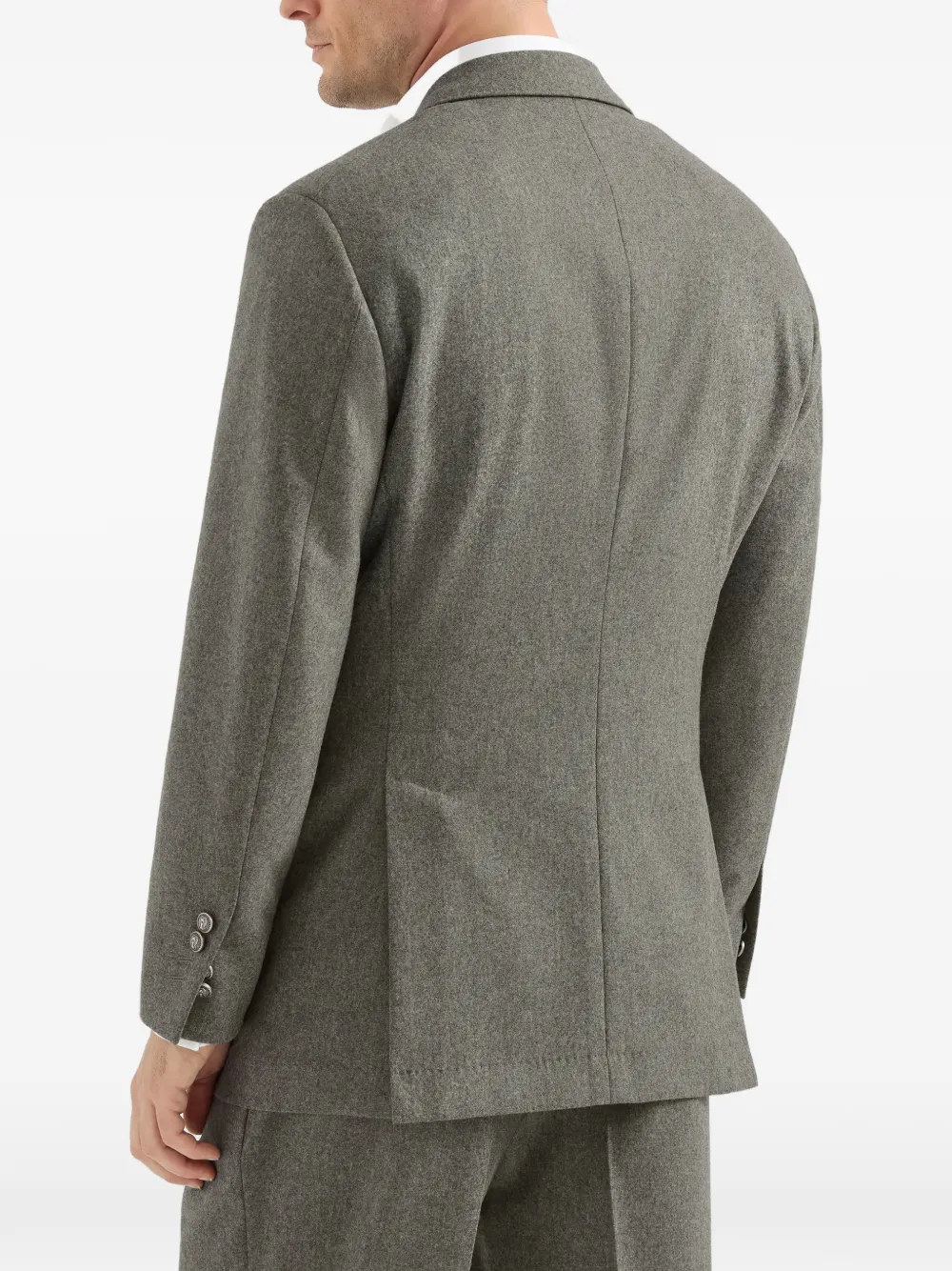 Brunello Cucinelli Cavallo Tailor scheerwol flanellen blazer met metalen knopen Grijs