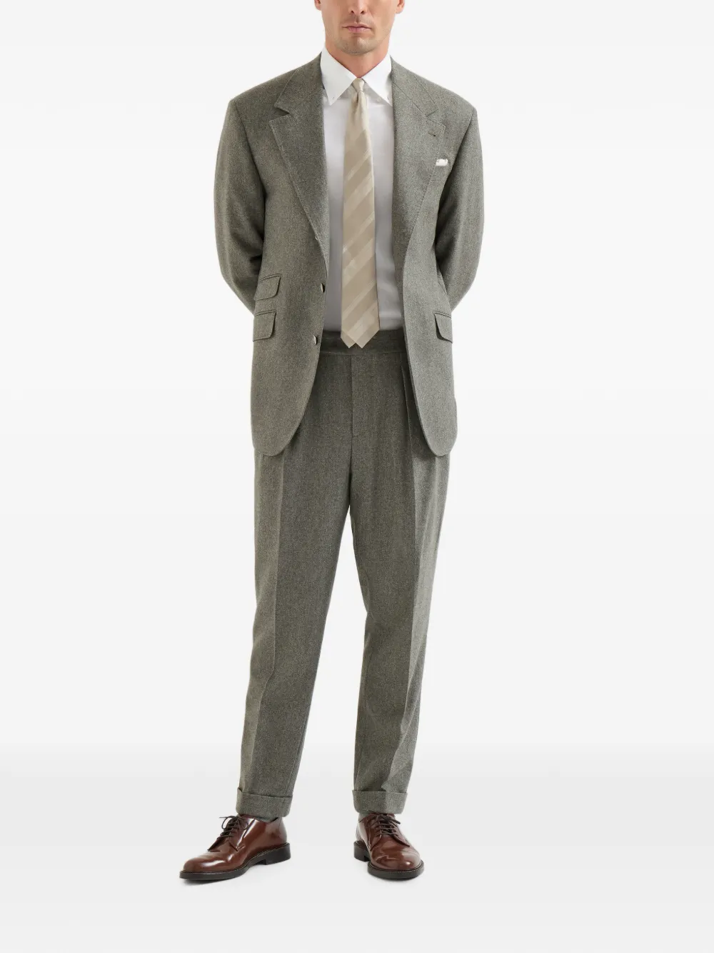 Brunello Cucinelli Cavallo Tailor scheerwol flanellen blazer met metalen knopen Grijs