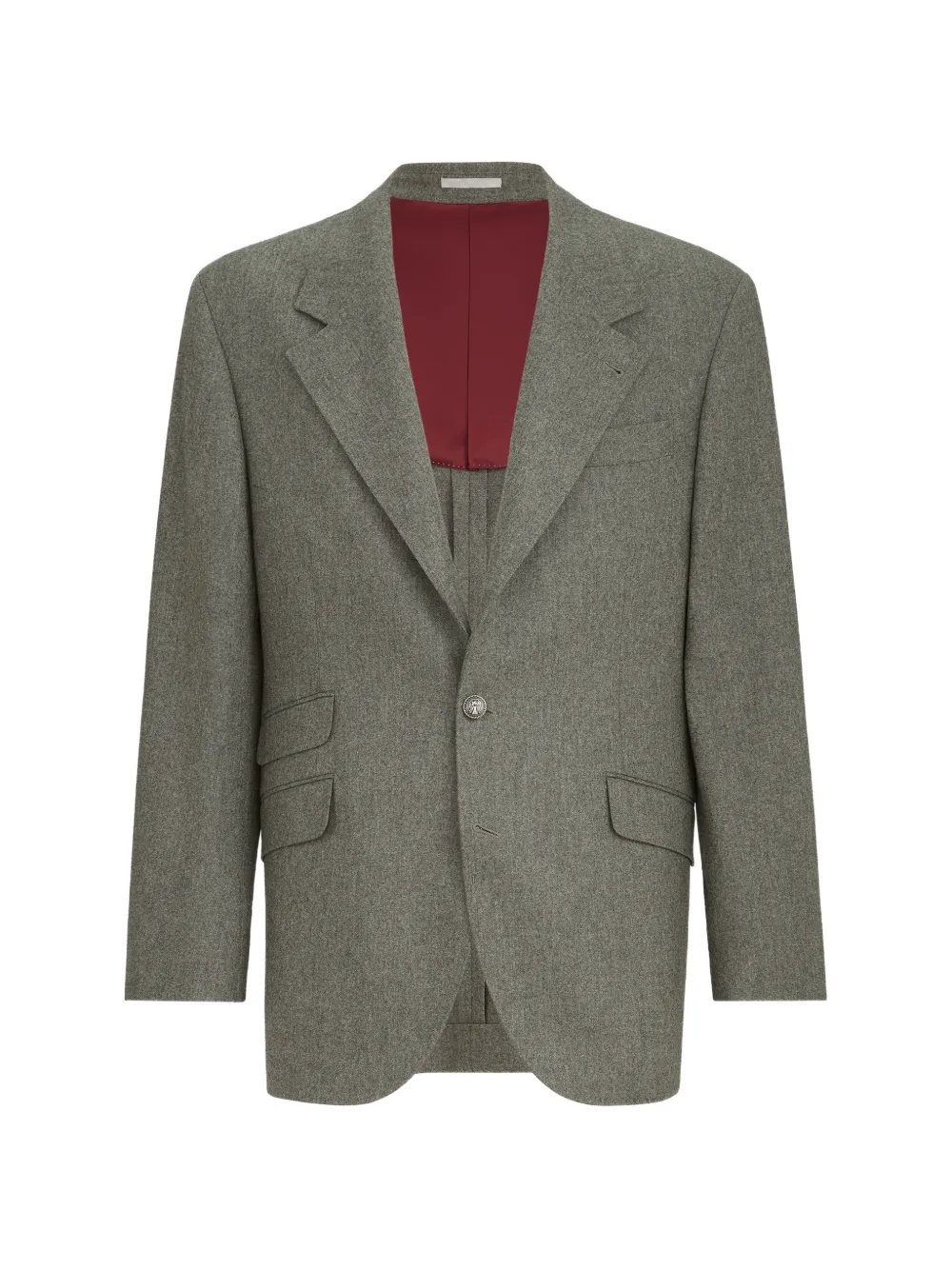 Brunello Cucinelli virgin wool flannel Cavallo Tailor blazer with metal buttons - Grigio